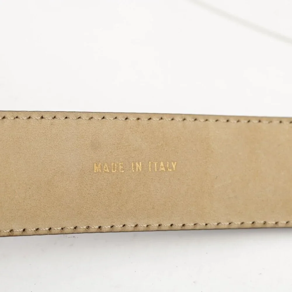 Brioni‎ Mens Belt Size 44 Black Calf Leather Tan Stitching 1 1/4